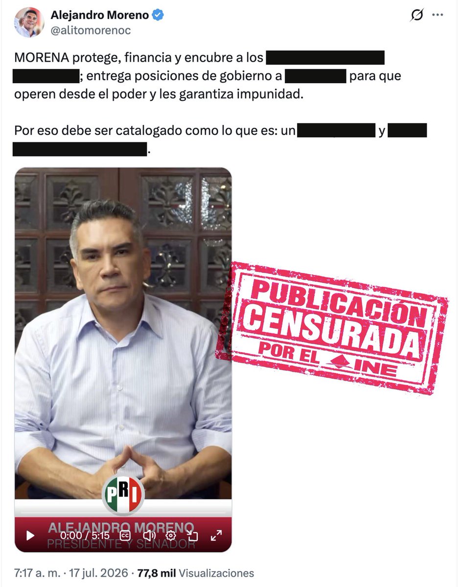 alitomorenoc's tweet photo. Estas son 15 de las publicaciones que el @INEMexico me ordena retirar porque son incómodas para el régimen de MORENA.

Se las comparto para que ustedes mismos las conozcan y saquen sus propias conclusiones. 🧵 https://t.co/ozwghLAaRb