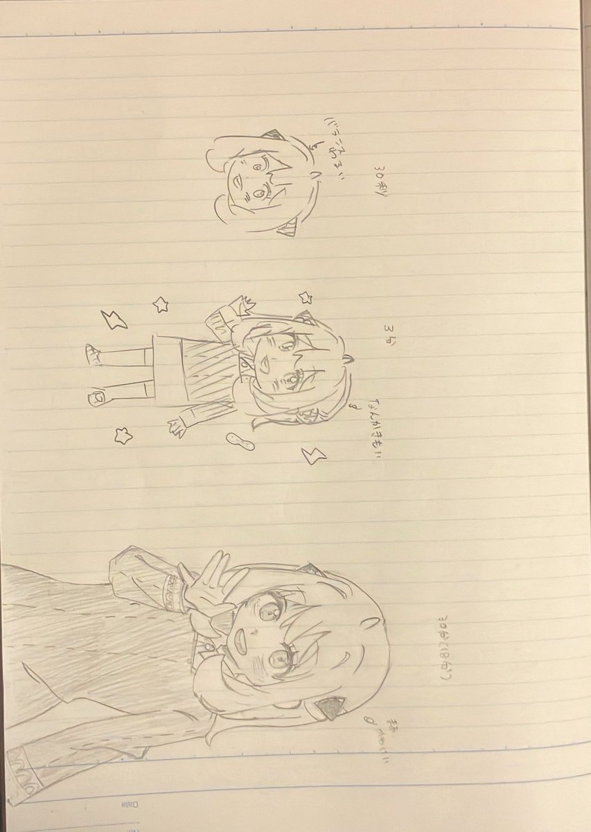 Chinonzju's tweet photo. 3秒、30秒、30分（18分）で描いたｱﾆｬちゃん https://t.co/O4YXgzO30x