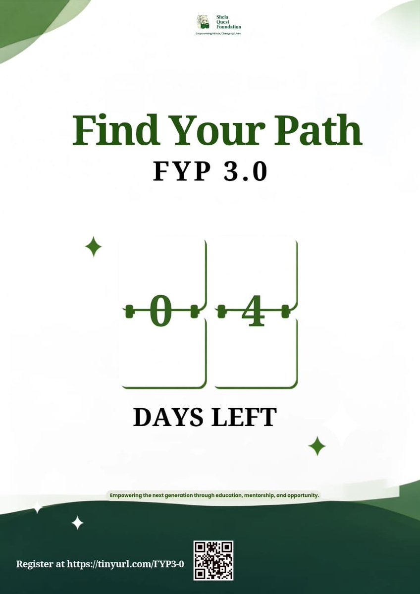 SQF_empowerment's tweet photo. 🌟 4 DAYS TO GO! 🌟

The countdown is officially on! ⏳✨
In just 4 days, we’ll be coming together for Find Your Path (FYP) 3.0 — an inspiring experience designed to help you discover your potential, gain clarity, and take meaningful steps toward your future. 🚀 https://t.co/xQ0SEU0eOK