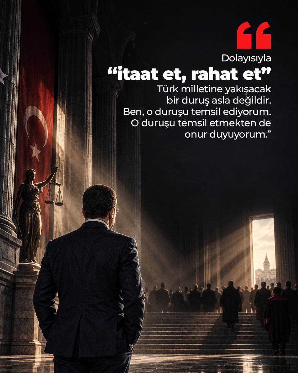 ekrem_imamoglu's tweet photo. “Gücün sınanmadığı yerde hukuk zayıflar. Sessizliğin, korkunun çoğaldığı yerde zulüm cesaret bulur. Zalimlere fırsat doğar.

Dolayısıyla onların bu pervasızlığına müsaade edecek, onlar karşısında susacak birisi değilim.”

📍 Silivri / Makam aracı davası https://t.co/1N4XraIljx