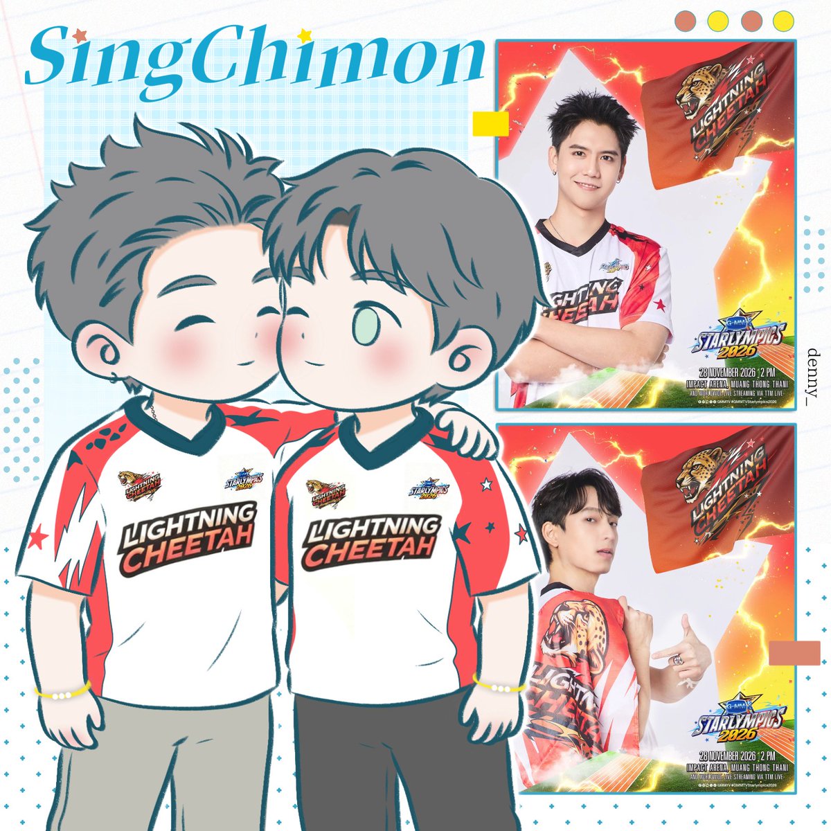 denny_mma's tweet photo. We’re together again this year~ Enjoy! 
🤎💛

#SingChimon
#GMMTVStarlympics2026 https://t.co/qCDpC9ZLvM