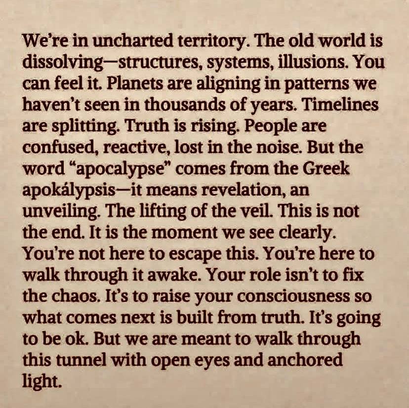LongevityExplor's tweet photo. ✨👁️✨

We are living through an unveiling.

Stay awake. Stay discerning. Stay anchored within yourself as more of what has been hidden is revealed.

Sovereign collective https://t.co/1Nf0RuK9qu
