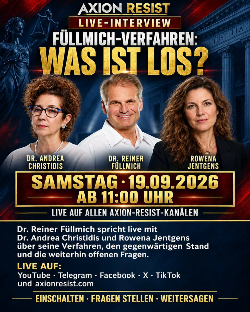 FreeFuellmich's tweet photo. @AxionResist Dr. Reiner Fuellmich im Interview mit AXION Resist. 
#ReinerFuellmich #AndreaChristidis #RowenaJentgens #AxionResist https://t.co/EoieeIZzpS