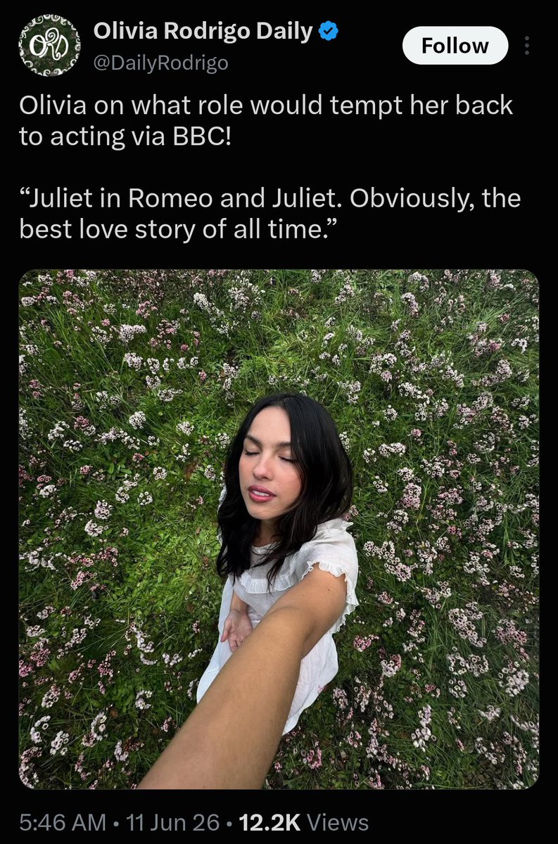 cigarettesrnoke's tweet photo. i'm not saying that it should be olivia rodrigo, but this announcement just reminded me that a romeo and juliet role would tempt her to go back to acting https://t.co/OeTRkteGzF