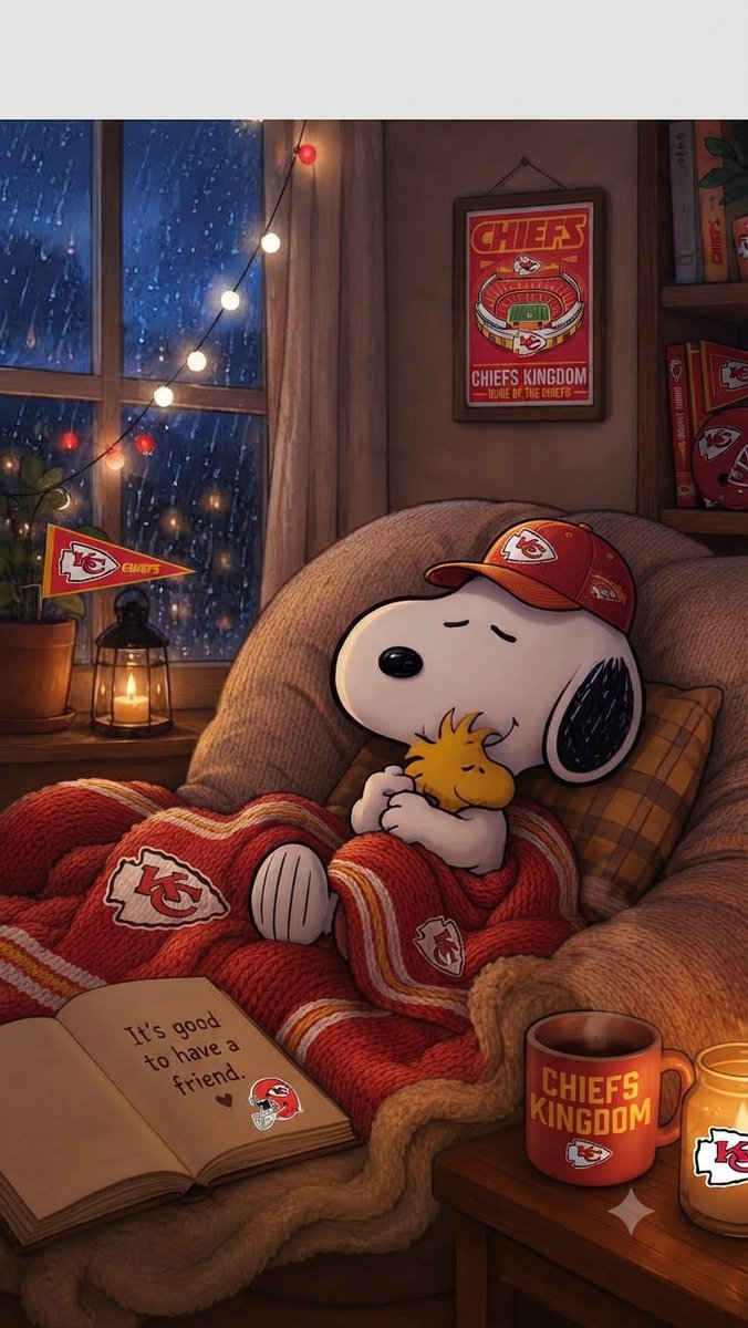 ChiefsSnoopy's tweet photo. Chiefs Kingdom dreams, red &amp; gold nights. Good night! 🔴🟡🐾 https://t.co/8Q43bCGpK6