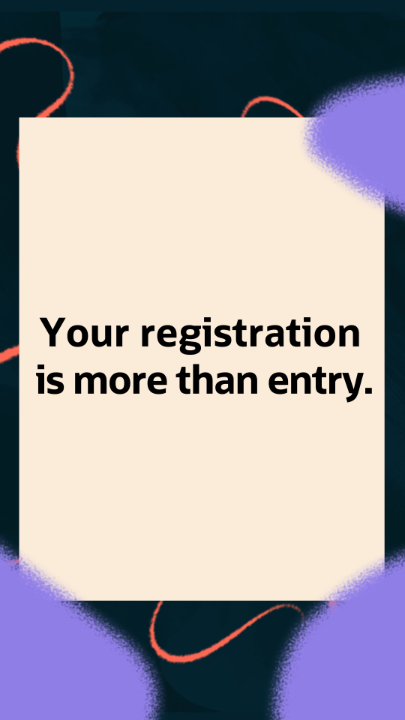 A cream-colored card with dark teal background displays the bold text "Your registration is more than entry." The image visually emphasizes the post's message about how registering for #AIWorld unlocks $4,995 in digital training and certification value, framing registration as a gateway to extensive learning opportunities.