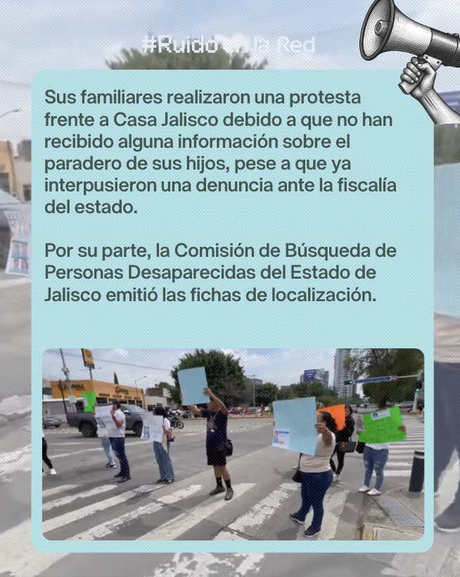 RuidoEnLaRed's tweet photo. ‼️ Cuatro jóvenes fueron reportados como desaparecidos en Zapopan, Jalisco, luego de que hombres armados irrumpieran en el domicilio donde se encontraban reunidos la noche del 14 de septiembre.

De acuerdo con declaraciones de los familiares, sujetos encapuchados lanzaron disparos contra la fachada del inmueble, entraron y se los llevaron a la fuerza en camionetas blancas.

🔗 https://t.co/G4A3ry1oAD