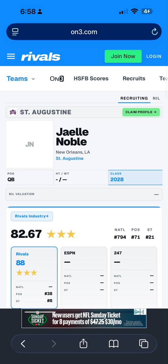 jaellenoble504's tweet photo. Blesses to be a 3 ⭐️#agtg
@CoachRobertVal @JamesTabary @Rivals @samspiegs @ChadSimmons_ @PrepRedzoneLA https://t.co/lWvIMa6wyk