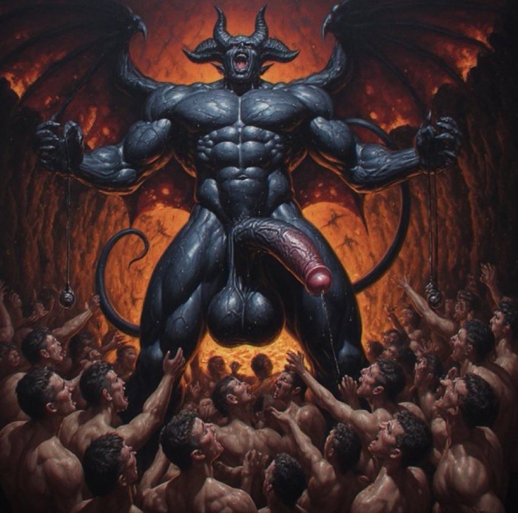 __Dwork666's tweet photo. HE is hungry.
HE must leave HIS infernal seed deep inside your guts.
As a good servant, your duty is to open your hole and let HIM force HIS dark lust into your ass.
#HAILSATAN #HAILCOCK #GAYSATANIC #SATAN https://t.co/OWK63hNM7g