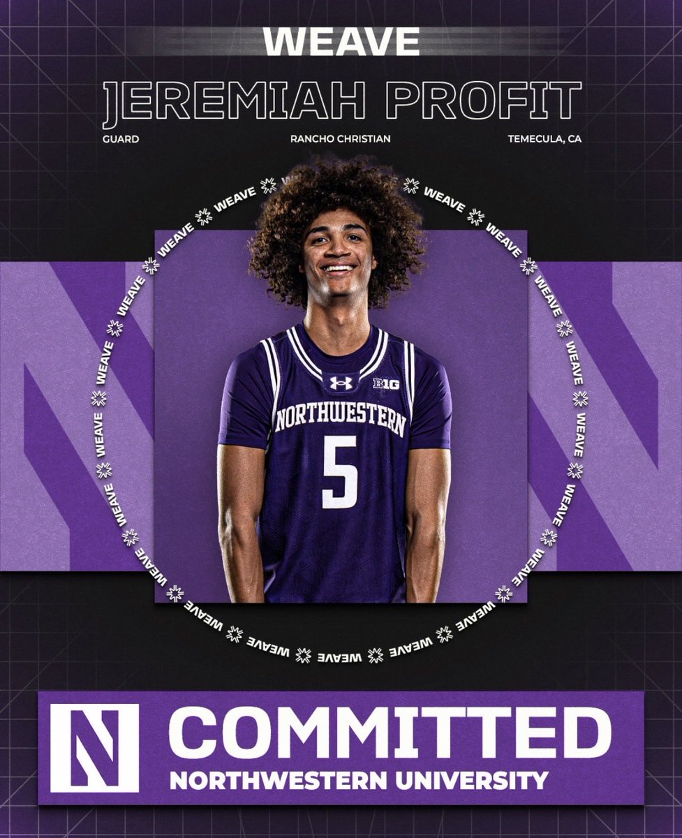 WEAVE's tweet photo. Together with Jeremiah Profit we are excited to announce his commitment to Northwestern University. #WEAVE 🧶 https://t.co/76OQzHSmuM