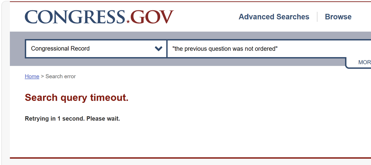 ringwiss's tweet photo. Meanwhile, Congress-dot-gov is still broken. https://t.co/GkYO8c6NP0