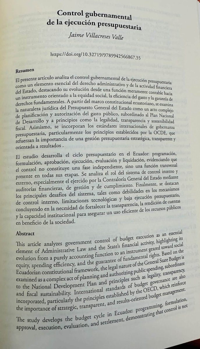 VillacresesJA1's tweet photo. En mi ponencia sobre control gubernamental de la ejecución presupuestaria en el marco de la XXV reunión de profesores del Foro Iberoamericano de Derecho Administrativo. 
Universidad Andina Simón Bolívar - Sede Ecuador @uasbecuador 
#DerechoAdministrativo #FIDA2026 https://t.co/cvUGDPf6CX