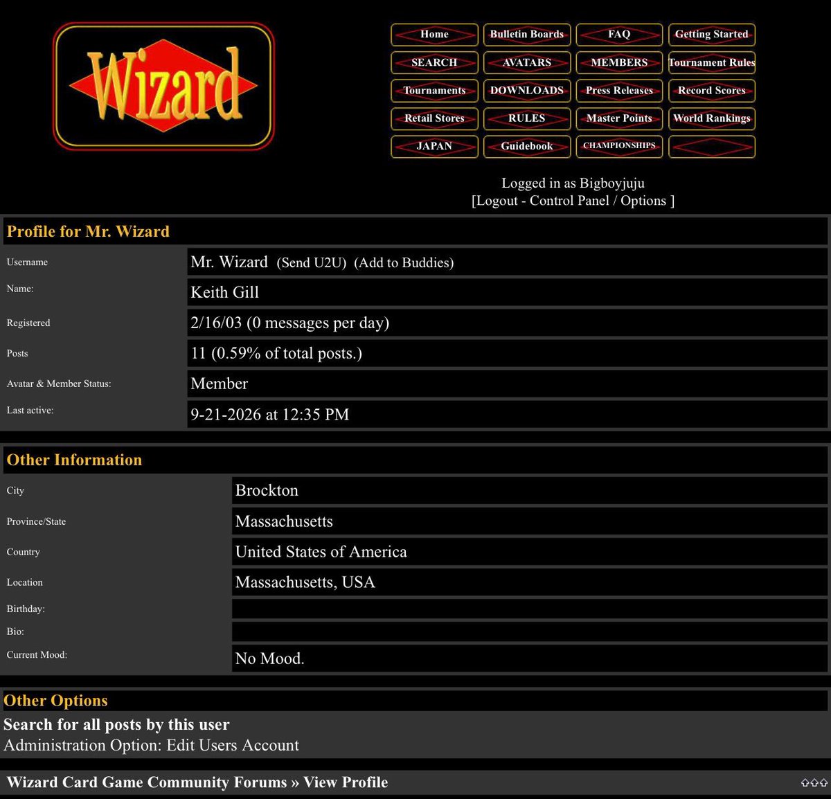 MeylockWizardX's tweet photo. The Roaring Kitty is back online.

Every day this week he has altered and logged into his Mr. Wizard account.

First, just log ins. 

Then, mood: +++++

Next, Time & Moon meme, no mood.

Now, he changed his location to Brockton, MA.

He also posted on X, dropping a Solana meme. Coinbase displayed the meme at a conference the next day..

Do not fade the only CA dropped by @TheRoaringKitty, RKC