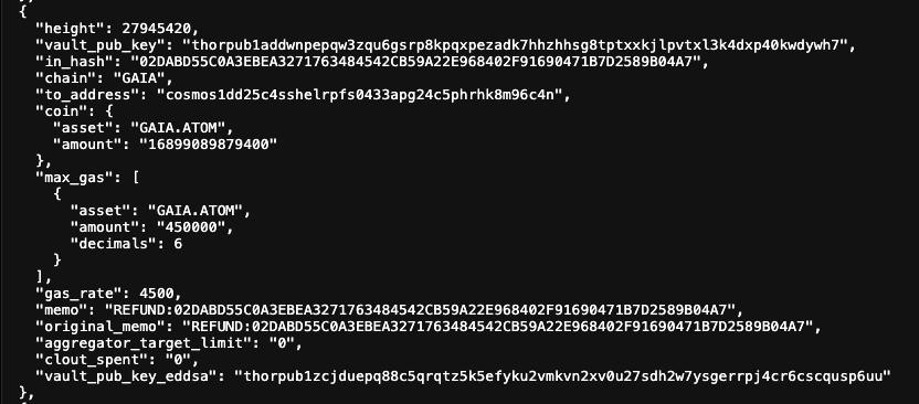 Rarma_'s tweet photo. Neutron / Astroport exploit, update.

The attacker's 1,227,121 ATOM on the Cosmos Hub is being moved to a new multisig when the chain restarts. One more piece still needs dealing with after restart: a 168,990 ATOM refund on its way back to him.

What's already on his address

When the Hub halted at block 33,086,740, the attacker's address held 1,227,121.37 cosmos:native (~$2.22M). The new Hub binary does two things. The upgrade handler moves that balance to a new multisig, and the ante-handler blocks his address from signing anything.

The refund nobody could see

His last THORChain swap was 200,000 ATOM streamed into $ETH. Only 15.5% had filled when the Hub stopped. THORChain paid that part out as 19.92 ETH and closed the swap. The other 168,990.898794 ATOM is queued as a refund to his Hub address.

His wallet shows nothing pending, and the swap looks finished once the ETH arrives. I found the refund by reading THORChain's outbound queue (https://t.co/1c2QSRxaW8) directly and matching it on the swap's inbound hash:

REFUND:02DABD55C0A3EBEA3271763484542CB59A22E968402F91690471B7D2589B04A7 168,990.898794 ATOM → cosmos1dd25c4sshelrpfs0433apg24c5phrhk8m96c4n

It's scheduled but not signed, and was still in the queue at 23:43 UTC on 22 Sep. It hasn't gone out because THORChain has GAIA halted (HALTGAIACHAIN = 1). When that lifts, the vault signs and the ATOM lands on the attacker's address.

That will be after the Hub upgrade has already run, so the refund misses the multisig move.

Can he get around the block?

Before the restart I checked whether he has any other way to move funds from that address. He doesn't. It's a plain account with one key. No authz grants in either direction, no fee grants, no delegations, unbonding or rewards, not a validator, no contracts, gov deposits or IBC transfers. If that key can't sign, nothing moves.

That's why the ante-handler block works here.

What still needs doing after restart

The 168,990 ATOM (~$306k) needs one of two things: a second sweep once it lands, or THORChain node operators holding or redirecting that outbound before they unhalt GAIA. The block stops him moving it. It still needs to be moved to the multisig.

Totals at $1.81 ATOM

1,227,121.37 ATOM on the address → multisig at upgrade 168,990.90 ATOM refund → needs a sweep after restart

1,396,112.27 ATOM, about $2.53M, kept from the attacker.