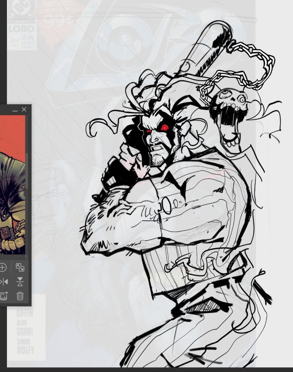 CHILLY_BLAST's tweet photo. WIP trying to make a fan comic cover for LOBO⛓️🖤💥 https://t.co/Vgv1ArJ2nM