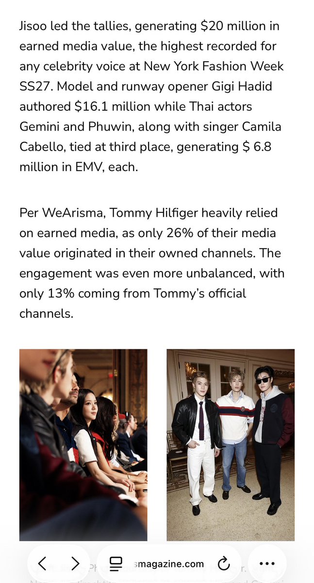Closefriends95's tweet photo. **รายงาน EMV จาก WeArisma**
สุดจะภูมิใจผลงานภูวินทร์ NYFW SS27. WeArisma รายงานว่าภูวินทร์สร้าง EMV: $6.8M หรือประมาณ 220+ล้านบาท ภูวินทร์เก่งมากจะกี่แพลตฟอร์มพี่ก็จะอยู่ในสถิติ 🎉🎉🎉

#TommyHilfigerXPhuwin 
#Phuwintang @phuwintang 
©️: nomannersmagazine and WeArisma

(มีต่อ⬇️) https://t.co/FJbpajuHxS