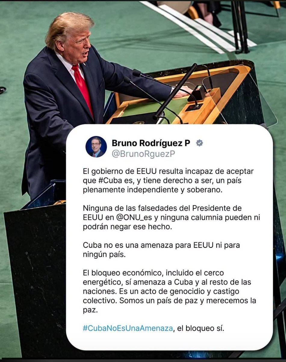RolandoLopJ's tweet photo. Pendientes de toda la porquería que habla Trump, ya se apuran los medios en dar la noticia de cómo nos cagamos en su progenitora abandonando la sala.¡Váyanse al carajo Yankis de mierda #TrumpPerdedor #TrumpMentiroso  El Bloqueo a Cuba es un acto genocida. https://t.co/FdiVoWs4ZK