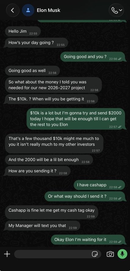 GaneshC7039's tweet photo. Hey guys is this real Elon or am I about to get scammed ? https://t.co/UFi48yiFd3