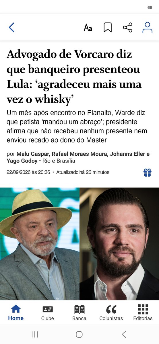wilsonlimaslz's tweet photo. Lula recebeu um presentinho de Vorcaro? Hum... https://t.co/ez9nlFWrEV