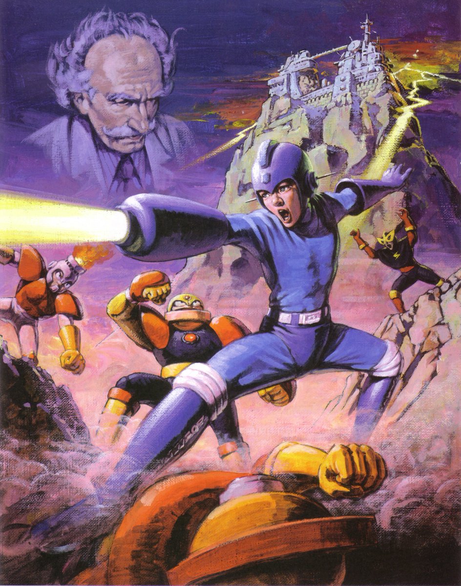 its_guts_man's tweet photo. I love the European box art for the first Mega Man! They managed to make these characters work in a more realistic art style and they all look badass! https://t.co/adMoTXXAVp