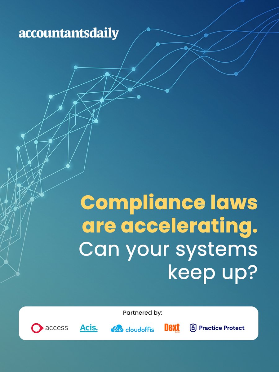AcctsDaily's tweet photo. The pace of legislative and regulatory change is accelerating. Is your firm ready?

Explore practical strategies covering automated SMSF audits, compliance, and cyber security.

Download the Tax &amp; Compliance Guide 2026 today: https://t.co/81xQEnVanh

#AccountantsDaily https://t.co/8GUwqkPU3M