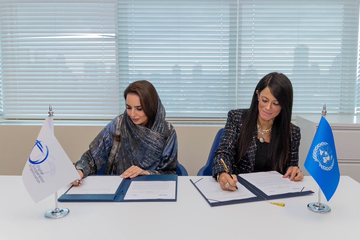 Dalyahya's tweet photo. One small step for inclusive global digital transformation. One giant step for digital transformation across the Arab region. 

Really proud to join my dear friend, H.E. Dr. Rania Al-Mashat (@RaniaAlMashat), @UN Under-Secretary-General and UNESCWA Executive Secretary, in signing an MoU between @UNESCWA and @dcorg. 

Together, we will deepen cooperation across digital development, AI readiness, knowledge exchange, and capacity building, while strengthening North-South digital cooperation. 

Having witnessed the digital progress of DCO’s eight Arab Member States firsthand, I’m excited to turn this agreement into action and greater impact. 

#DigitalProsperity4All #UNGA81 #ArabDigitalFuture