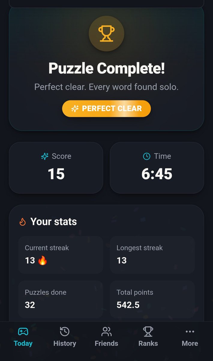 LegionOfDoomCTG's tweet photo. Daily Ten — Sep 22
10/10 words · 6:45
No nudge
🔥 13 day streak
Think you can beat my time? Play: https://t.co/4dWPIUvp51
#dailyten #dailytrivia #braingames #wordsearch #wordpuzzle https://t.co/BalGDyWg4u