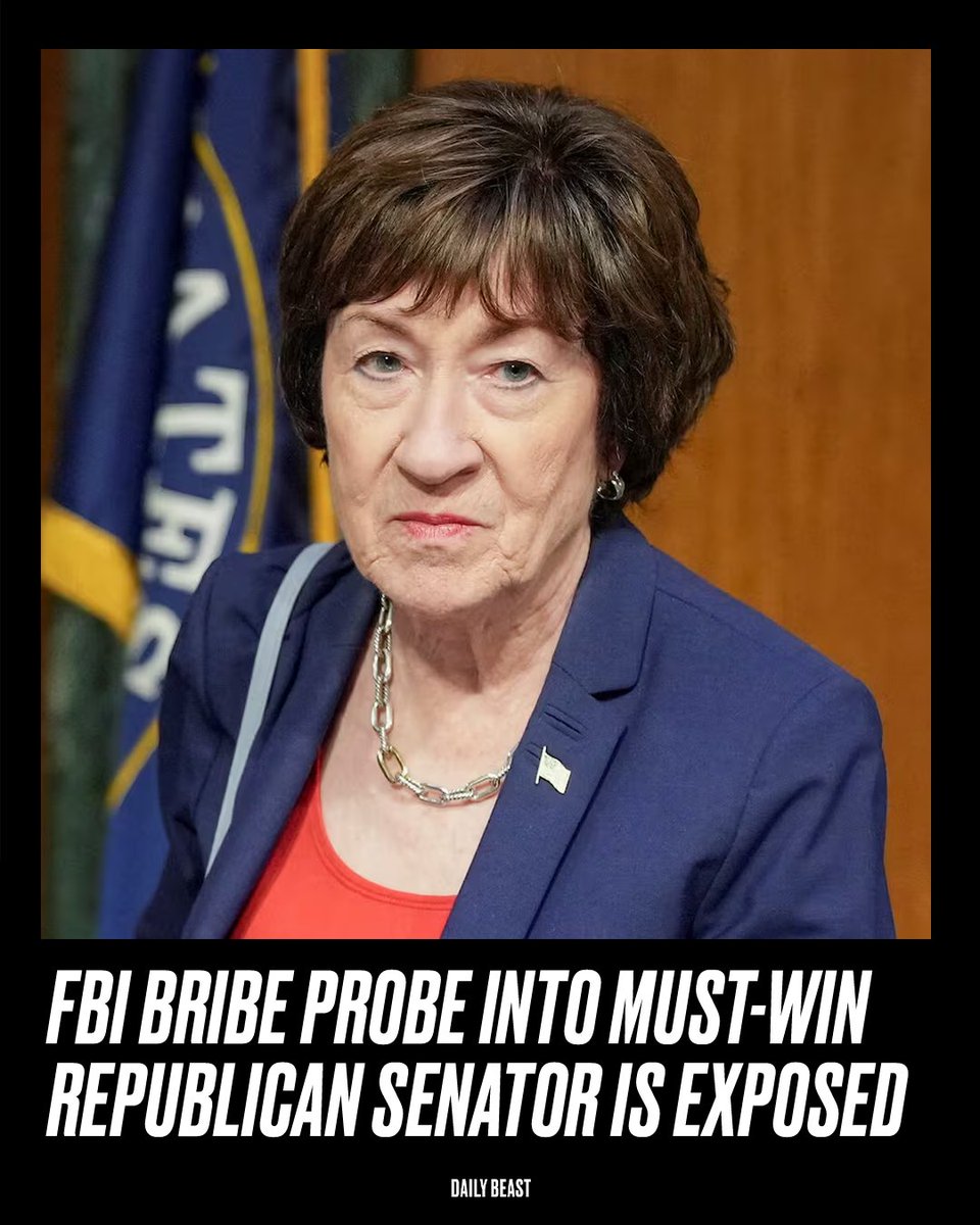 thedailybeast's tweet photo. Sen. Susan Collins and other top lawmakers could have been implicated in a major investigation that the Trump administration torpedoed.https://t.co/9jD4h3OHNc https://t.co/1JDSx0IOwK