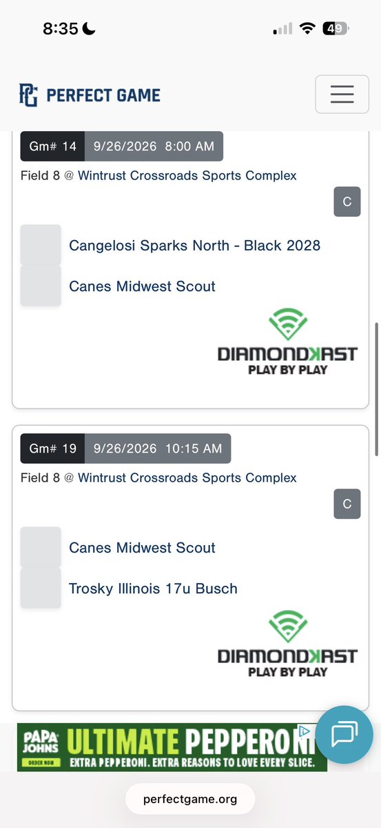brody_drake50's tweet photo. Here is my schedule for the 2026 17u PG Midwest Champions Cup in New Lenox on September 25-27.
 @CanesMWScout @PG_OhioValley @PG_Scouting @PG_Uncommitted https://t.co/Yijr4hPSfx