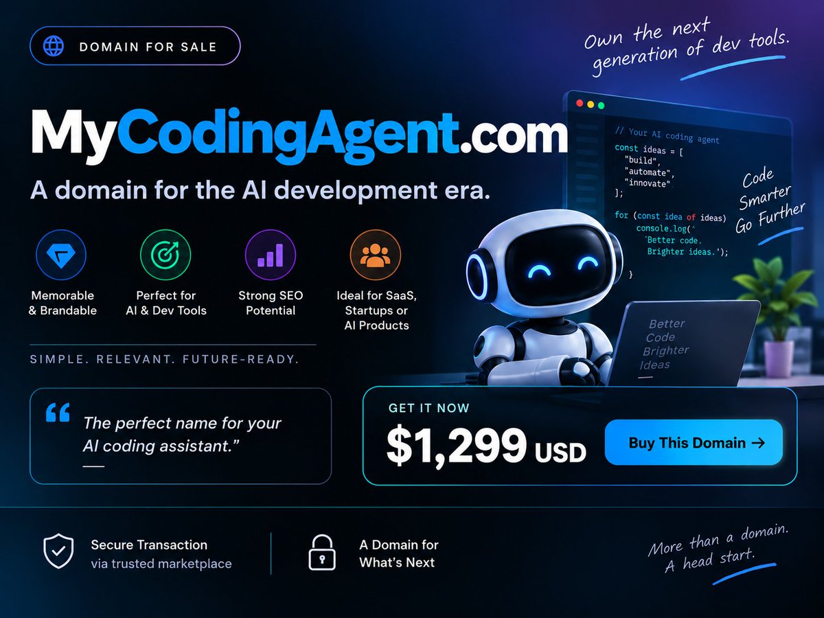 domainavenue's tweet photo. https://t.co/kBey9mmE6M is available for acquisition
#domains #ai #codingagent #aiagent #agent #aicode #vibecoding #vibecode https://t.co/0t8IE5Cucy