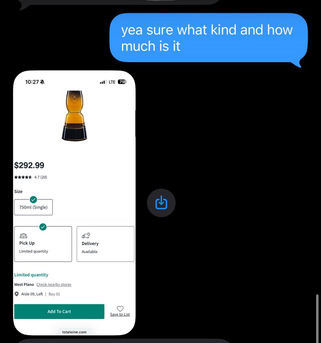 danytea0's tweet photo. brother asked me to get him a ‘little drink’ from total wine for him and a friend. 

????????? fuck u need 300 dollar tequila for😭😭😭😭😭 https://t.co/y0E5mrE0t3