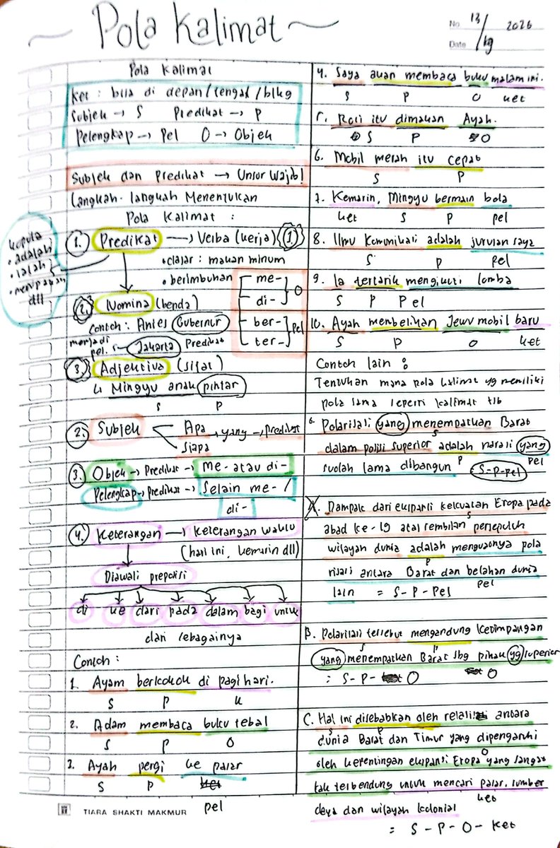 yoonpavv's tweet photo. 📓🖇 1 DAY 1 FUNDAMENTAL UTBK with ayla! 📁🦌
Day 5 - PPU/PBM
Unsur &amp; Pola Kalimat 📝
Source : x dan tubuh kata (contoh soal : mipy) 
Correct me if im wrong ya teman timun, any req dm/komen ya! 🤍 and sorry for the bad qualified t__t https://t.co/nT8w7auPL2