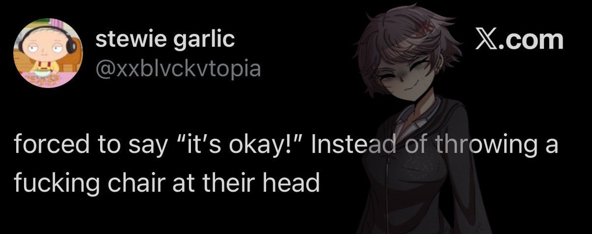 WeepingWill101's tweet photo. And here is a Sachiko version, who . might throw a chair actually . there’s a very Fair possibility #drante https://t.co/ZfTzuK9UL2