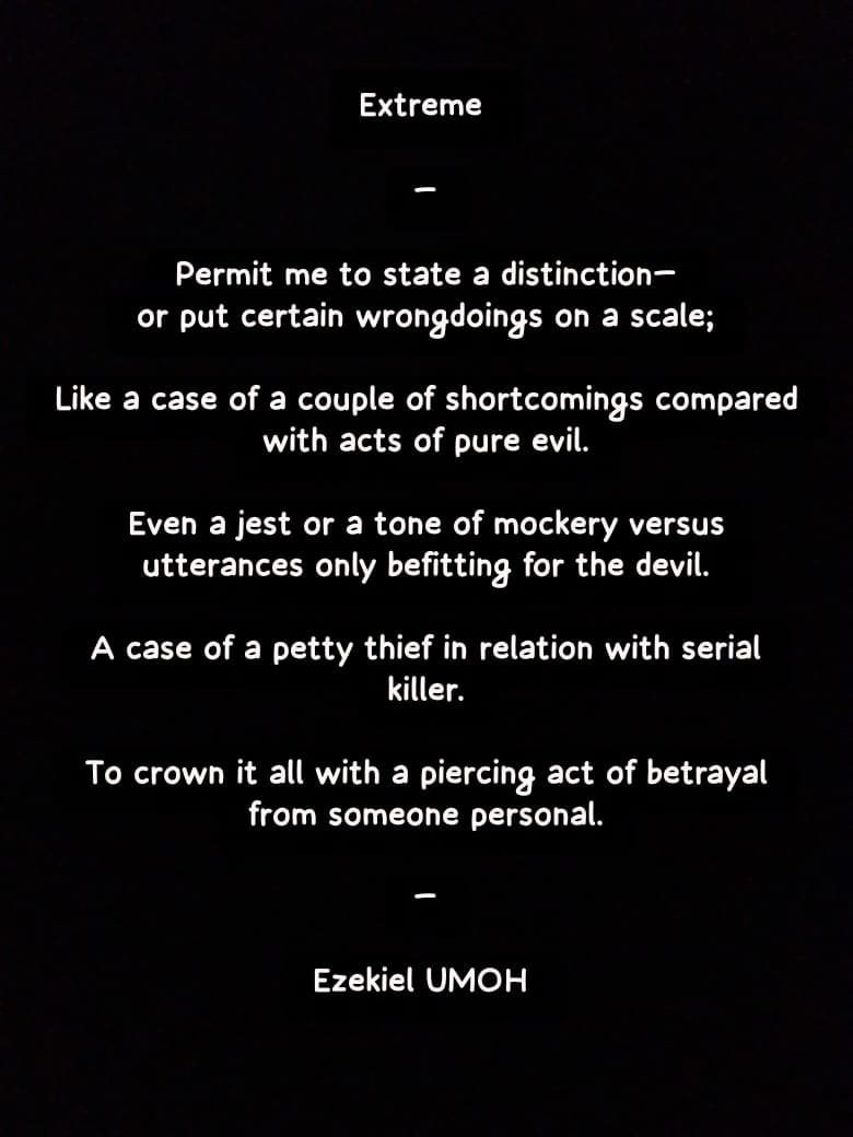 tieumoh21's tweet photo. For DAY 264/365โ
โExtremeโ
Power with Power โจโ๐ฝโ๏ธ
#PowerWithPower #Day264 #Poetry #mystery #thoughts #life #quotes #EzekielUMOH https://t.co/E5uqvl6tjF