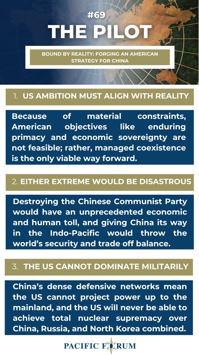 PacificForum's tweet photo. 🚨 #PacificForum has released #ThePilot #69 – Bound by reality: Forging an American strategy for China by our President and CEO, David Santoro. 

📖 Review our #keytakeaways and read the article: https://t.co/HHweXYffsH https://t.co/HmMOPH3i8m
