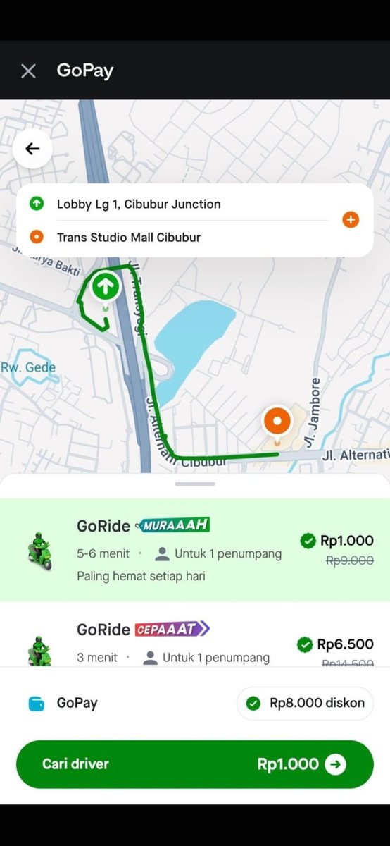 snowvwitch's tweet photo. baru tauu bgt di app gopay bisa pesen gojek, eh cuma segini dong harganya mantaaapsss #GOJEKDIGOPAYMULAIDARI1000 https://t.co/tCnx3ZHRTN