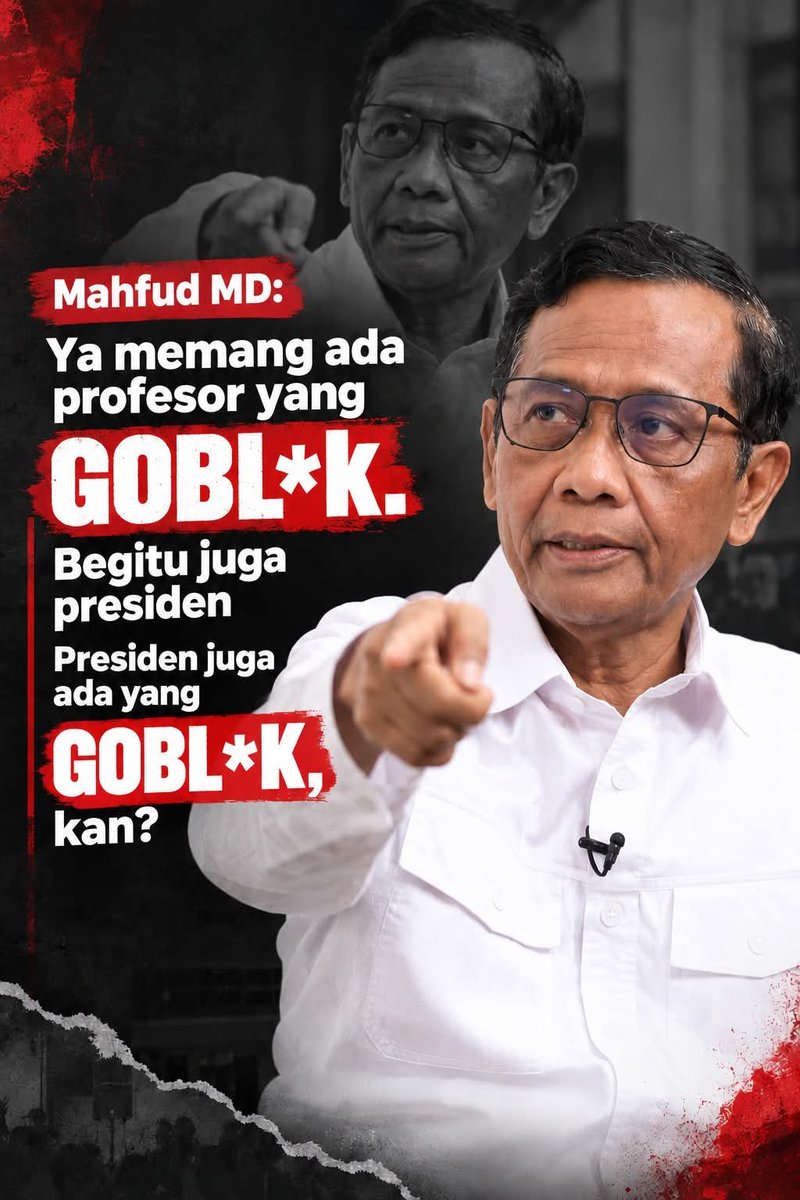AngingMamiri26's tweet photo. Mahfud MD: Ya memang ada profesor yang
GOBL*K. Begitu juga presiden, presiden juga ada
yang G*BLOK, kan?

Untung saja saya bukan pakar..😅🙈 https://t.co/kfvQvEKloc