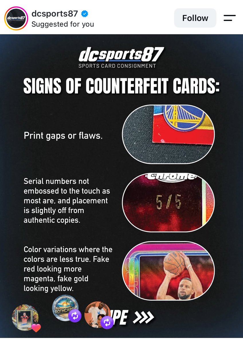 novaxnomask's tweet photo. @dcsports87 discusses what to look for on the fake red and gold refractors they received.

Looks like the perpetrator used magenta /399 to make the red /5 and yellow /275 to make the gold /50.

Wipe the serial # off and somehow add a new serial #.

@CardPurchaser @findyourtrove https://t.co/JhHkWVlb35