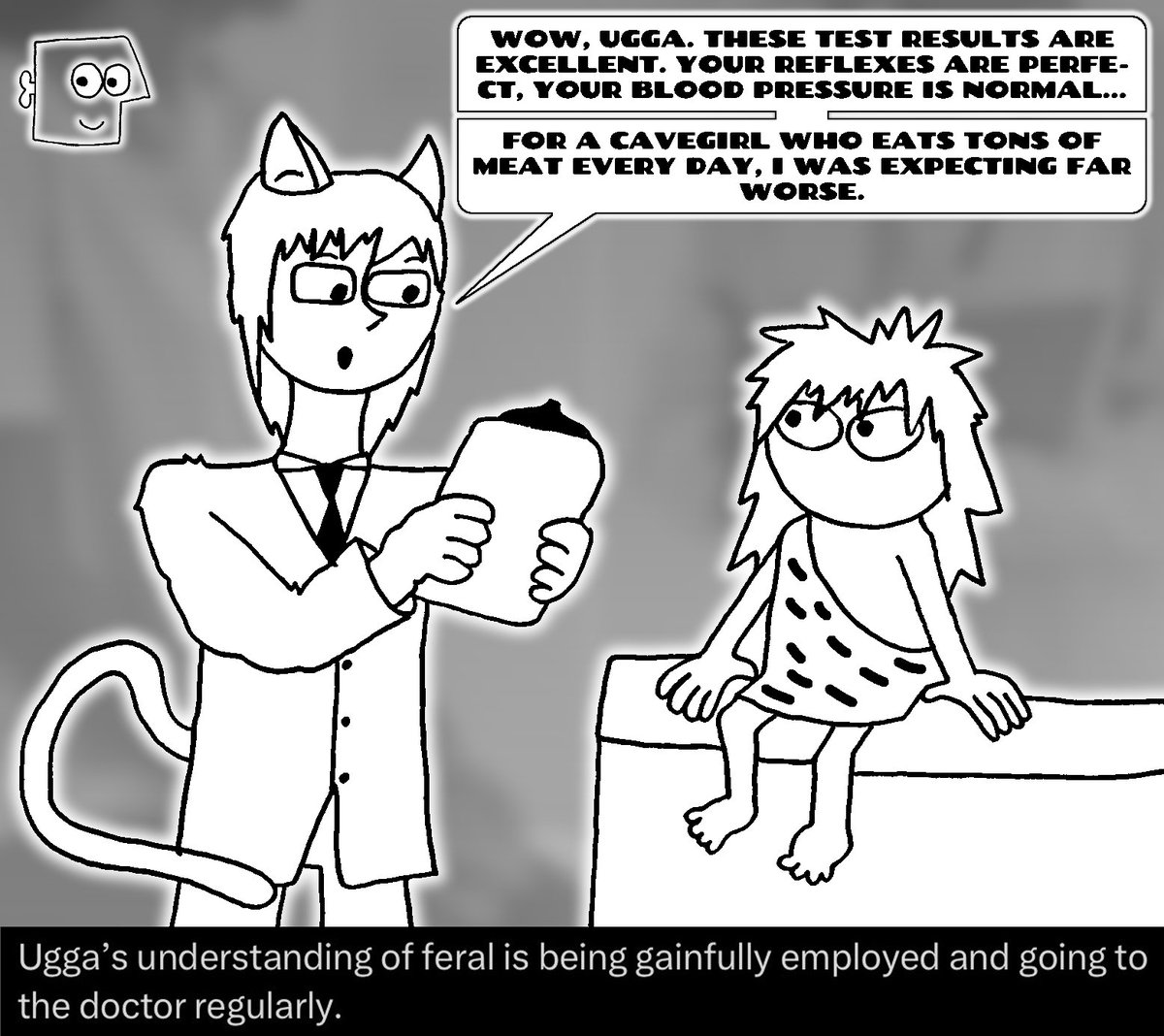 BigBadBuzzard's tweet photo. According to @uwan_01, their cavegirl OC Ugga goes to the doctor regularly.
So I drew her doing exactly that.
I can imagine her doctor being a cat boy like all the other residents of that planet.
#art #drawing #artwork #cartoon #cartoons #fanart #ocfanart https://t.co/UXWSdpjFQp