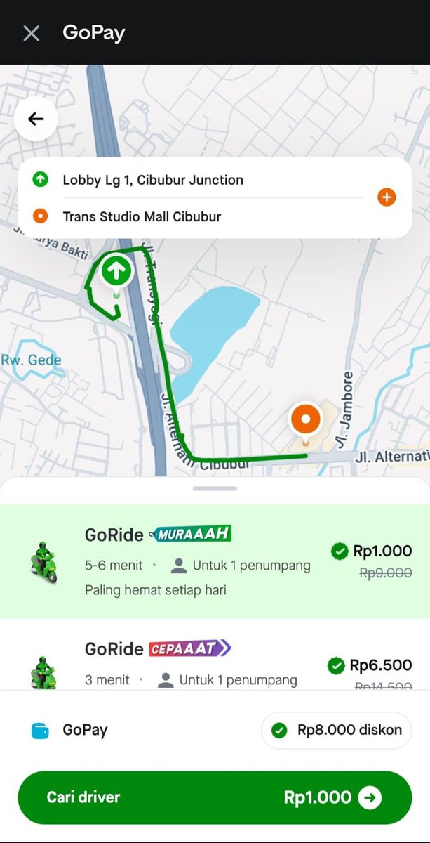 ayuluf's tweet photo. Guys ternyata di aplikasi GoPay bisa langsung pesan GoRide loh. Tadi aku coba dan dapat info mulai dari 1rb, lumayan banget buat transportasi harian #GOJEKDIGOPAYMULAIDARI1000 https://t.co/R9rq0N9c7n