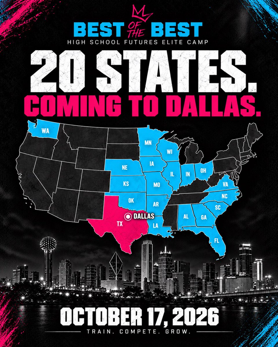 FullThrottleT2D's tweet photo. 20 states represented. The next wave is coming to Dallas. 📍

On October 17, hoopers from across the country take the floor at Best of the Best.

Secure your spot. Represent your state.

Train. Compete. Grow.

#TheBest 📈🚀 https://t.co/DhDUVcg70V