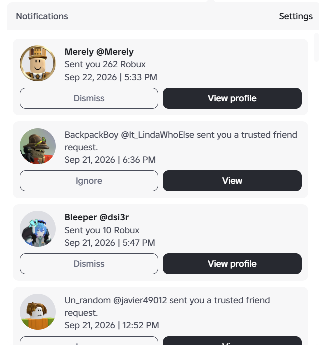 Shedletsky's tweet photo. Roblox is the only site I know where the spam is literally people giving you free money.

I think they should lean into it. https://t.co/EmtmlYDTM0