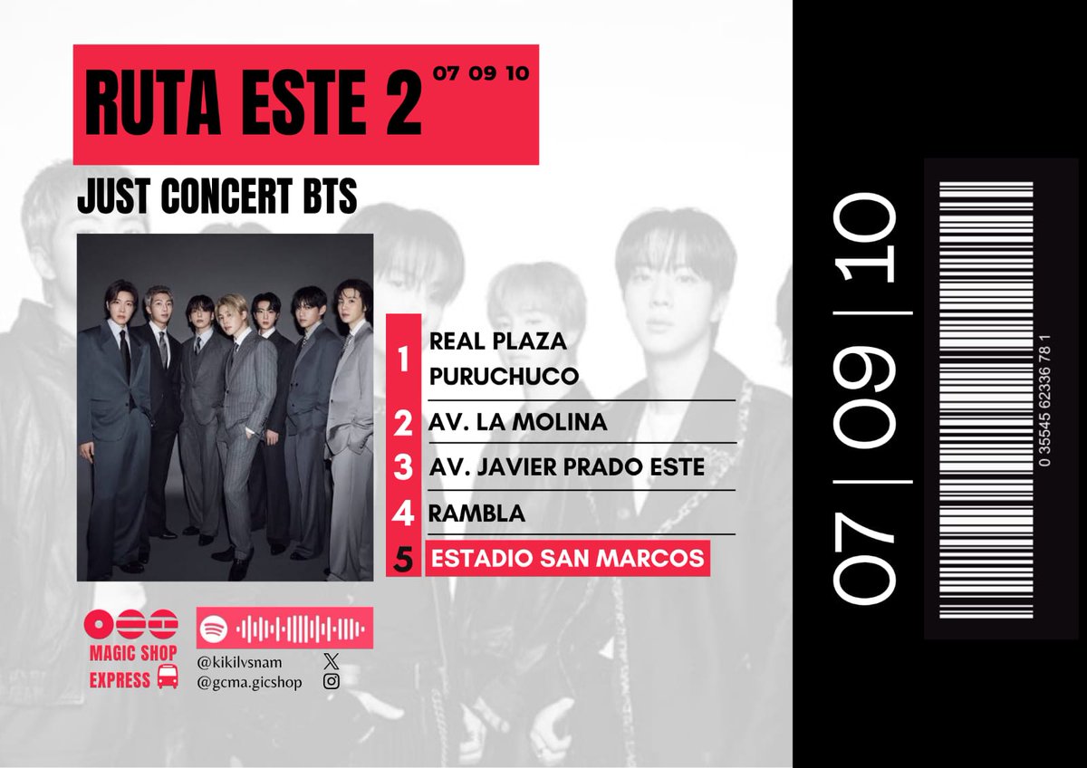 kikilvsnam's tweet photo. Olvídate del tráfico, los taxis caros y la caminata interminable al salir. Viaja cómoda, segura y al ritmo del playlist más BANGTAN en el MAGIC SHOP EXPRESS 🚌

Servicio de Ida y Vuelta directo al estadio.
5 rutas en todo Lima para que embarques(Norte, Sur, Este, Centro) https://t.co/p4CcdU2Eil