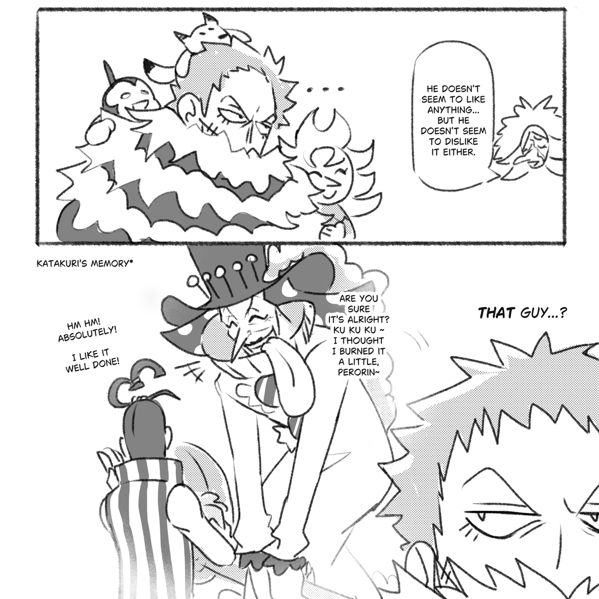 namaeekaki's tweet photo. 🕯️🍭 
katakuri: *nods wisely*
( the little kiddos are all brulee's kids from @Downybirbs c: ) https://t.co/j9bN1f0lLH