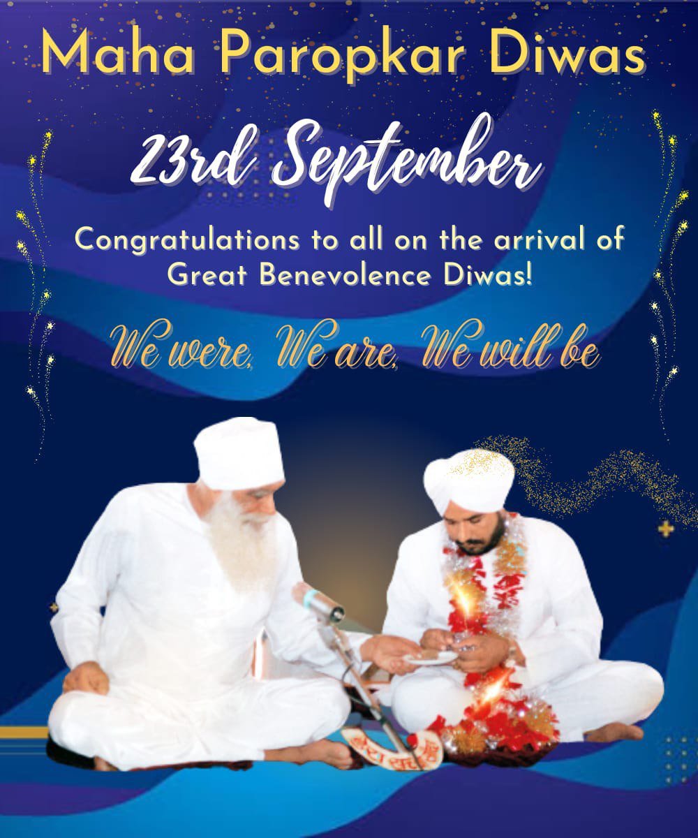 DeepakArora83's tweet photo. Millions of Congratulations 🎉 to everyone on the arrival of pious #MahaParopkarDiwas On this day, radiance met with radiance when Shah Satnam Ji Maharaj passed the divine legacy to 3rd Spiritual Master Saint Gurmeet Ram Rahim Singh Ji. https://t.co/F5emZ6dT9F