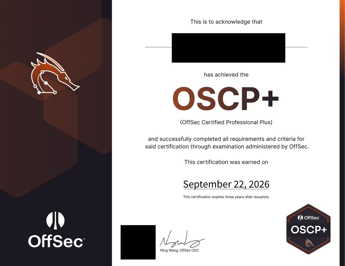 marokoro7636's tweet photo. I passed the OSCP+ !! https://t.co/pDv9q1mIUz