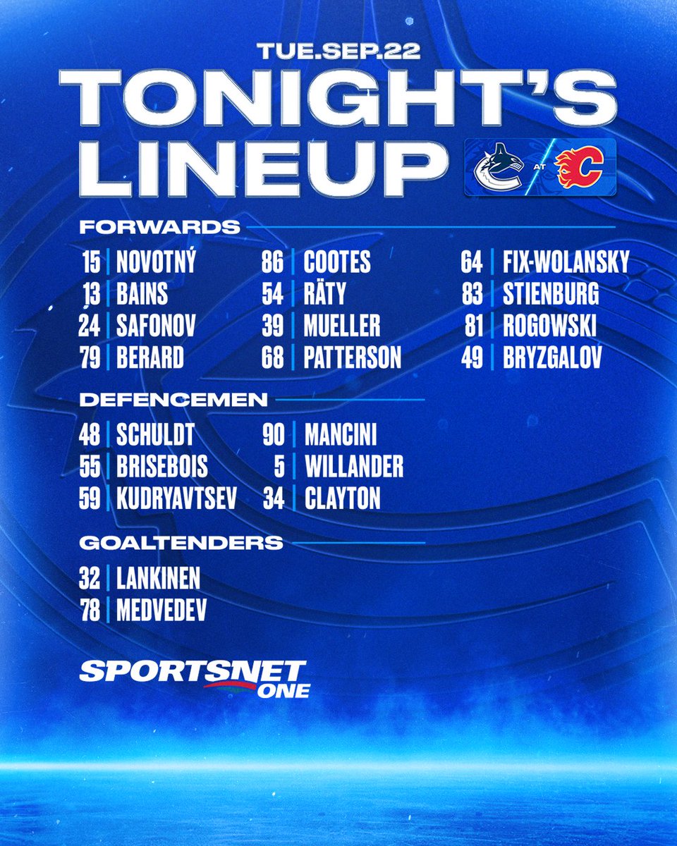 Canucks's tweet photo. Your #Canucks taking on the Flames.

📺 SN1 https://t.co/19COXUelUL