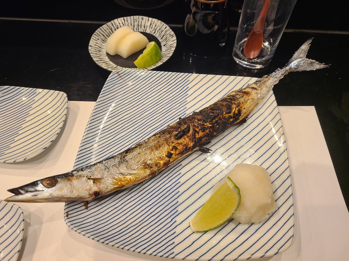 D1on62's tweet photo. 豊洲高はし、コース料理‼️メインは秋刀魚にしました！ https://t.co/G3hG24NqB4
