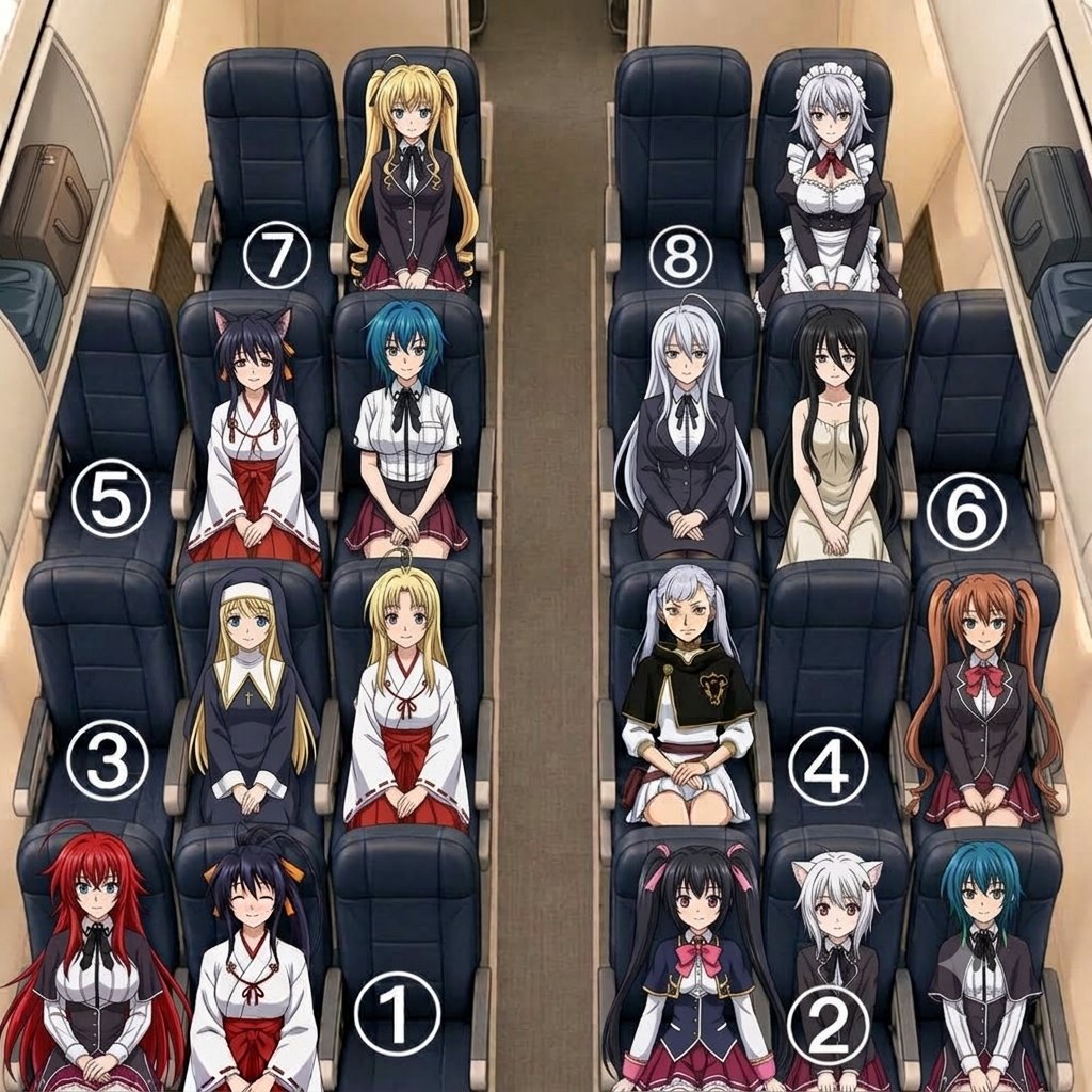 SakugaArchives_'s tweet photo. Who would you want sitting next to you on a 6-hour flight? High school DxD edition. https://t.co/qN8k1sLwEy