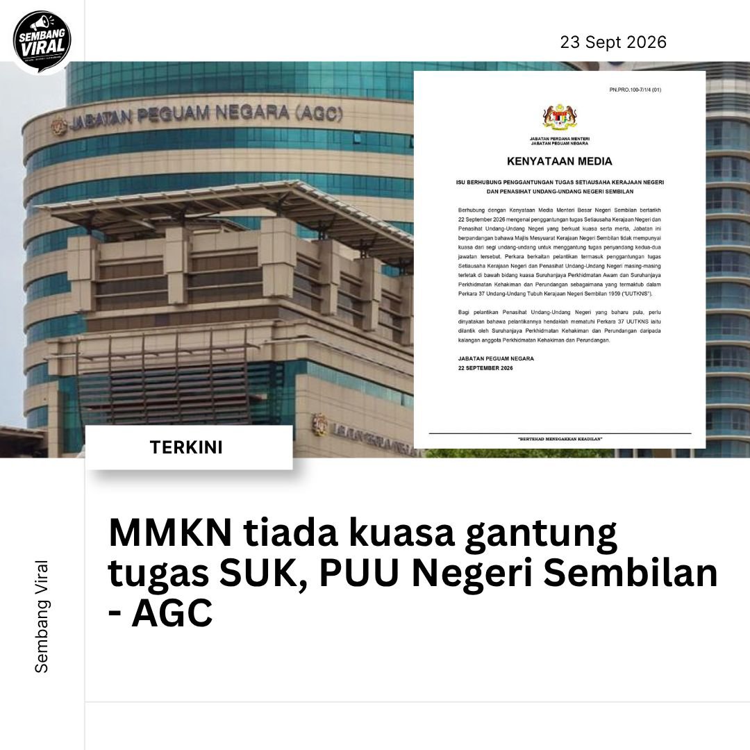 sembangviral26's tweet photo. MMKN tiada kuasa gantung tugas SUK, PUU Negeri Sembilan - AGC
#AGC #MMKN #NegeriSembilan #SUK #PUU #fypviral https://t.co/GeWBhVOOgU